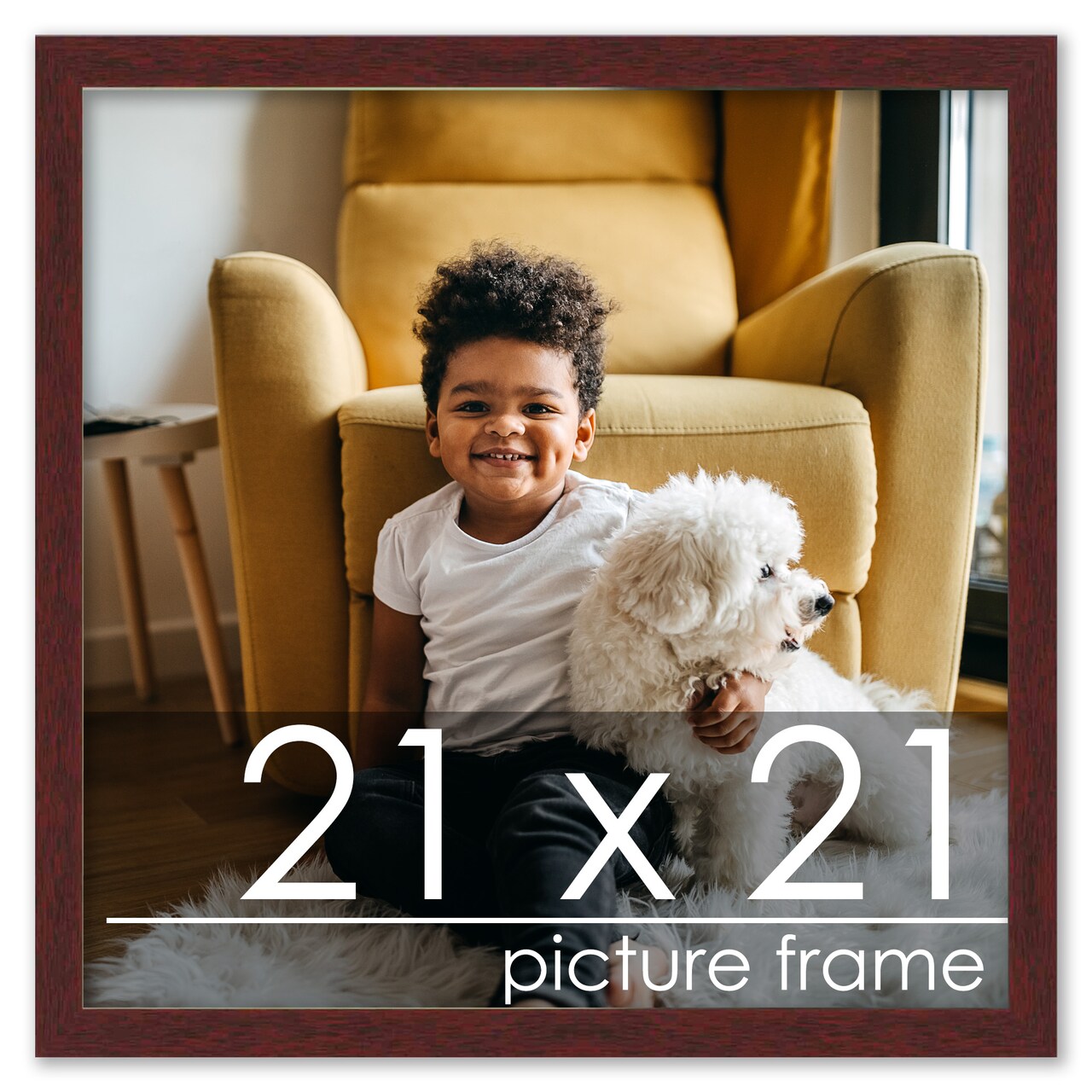 Square Minimalist Brown Picture Frame - UV Acrylic, Foam Board Backing, Hanging Hardware